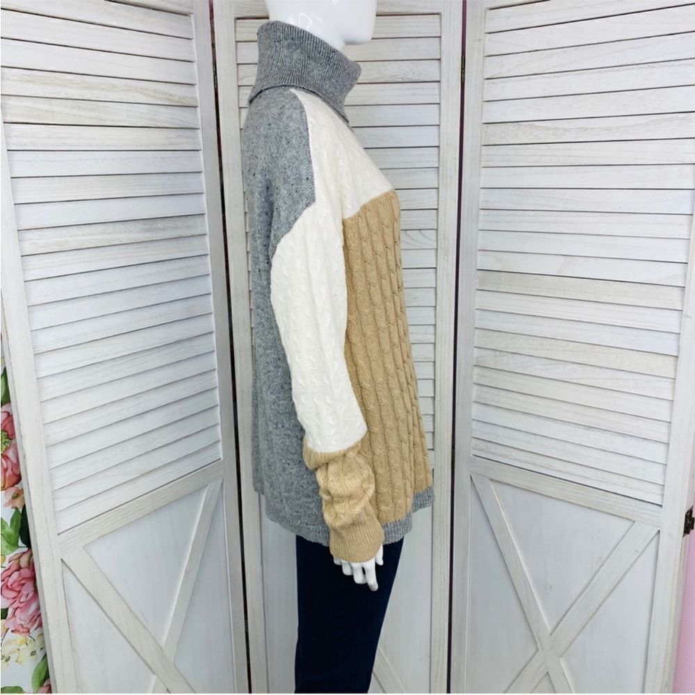 Versona Multi Pattern Color Block Turtleneck Swea… - image 4